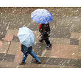   Paar, Regenschirm, Schneefall