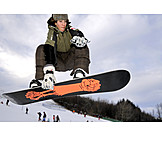   Jump, Snowboarder, Snowboard