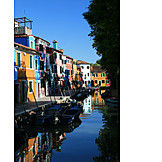   Kanal, Häuserzeile, Venedig, Burano