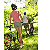   Cyclists, Bicycle tour, Pushing, Cycling women