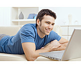   Young Man, Domestic Life, Leisure & Entertainment, Laptop