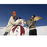   Couple, Winter, Snowman