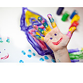   Fun & Happiness, Child's Hand, Preschool, Finger Painting