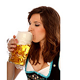   Junge frau, Trinken, Bier, Maßkrug