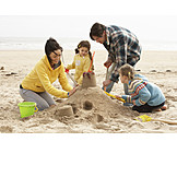   Family, Sandcastle, Beach holiday