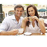   Coffee time, Sidewalk cafe, Love couple, Portrait