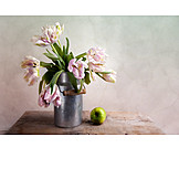   Tulpenstrauß, Blumenvase, Rustikal