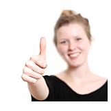   Young Woman, Positive Emotions, Recognition, Thumbs Up