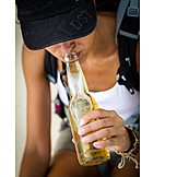   Young Woman, Indulgence & Consumption, Drinking, Beer, Beer Bottle