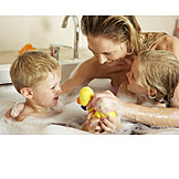   Bathing, Bathtub, Family, Bubble Bath