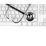   Gesundheitswesen & Medizin, Tastatur, Stethoskop, Patientendaten