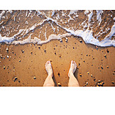   Beach, Vacation, Barefoot, Foot