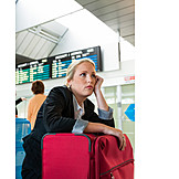   Business Woman, Business Travel, Airport, Waiting, Flight Delays, Pilots' Strike