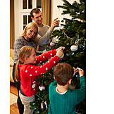   Schmücken, Familie, Weihnachtsbaum