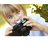   Girl, Enthusiastic, Camera, Photograph