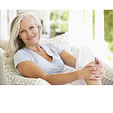   Woman, Senior, Relaxed, Satisfied