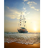   Sonnenuntergang, Segelboot, Indischer ozean