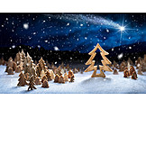   Winter landscape, Shooting star, Christmas decoration