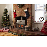   Christmas decoration, Christmas tree, Fireplace