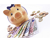   Euro, Sparschwein, Bargeld, Ersparnisse