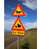   Animals, Iceland, Warning Triangle