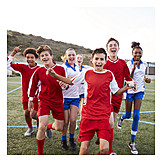   Girl, Soccer, Team Spirit, Ecstatic, Boys