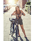   Young Woman, Urban Life, Bicycle