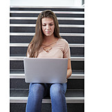   Laptop, Online, Schoolgirl