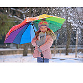   Girl, Winter, Umbrella