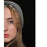   Young Woman, Serious, Snow