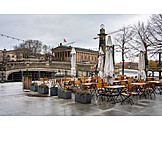   Gastronomy, Bank Of The Spree River, Rain Weather