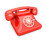   Telephone, Retro, Red, Rotary Phone
