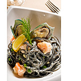   Pasta, Clam, Cuttlefish ink noodles