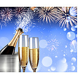   New Year's Eve, Champagne, Cork, Bang