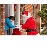   Surprise, Santa Clause, Front Door, Christmas Present