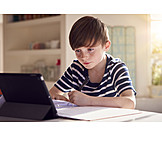   Boy, Home, Online, Homework, School