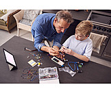  Grandson, Grandfather, Technology, Education, Robot, Modle Kit