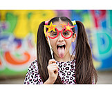   Girl, Fun, Sticking Out Tongue, Party Glasses
