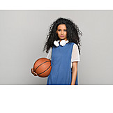  Woman, Headphones, Basketball