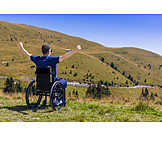   Urlaub, Berge, Rollstuhl, Rollstuhlfahrer