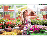   Woman, Happy, Shopping, Garden Center, Gardening