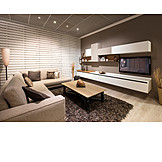   Modern, Sofa, Fernseher, Wohnzimmer