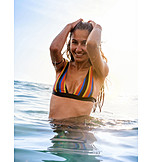   Woman, Sea, Vacation, Bikini
