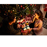   Couple, Home, Christmas, Comfortable, Christmas Tree, Hot Drink