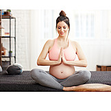   Meditating, Yoga, Pregnant, Cross-legged