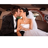   Happy, Kissing, Limousine, Bride, Groom, Bridal Couple, Just Married
