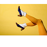   Fashion, Retro, Yellow, Pantyhose, Lace Shoe, Ankle Boots, Female Leg