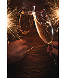   New Year's Eve, Champagne, Sparkler, Toast