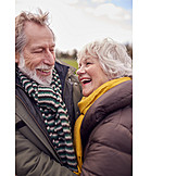   Laughing, Happy, Walk, Older Couple