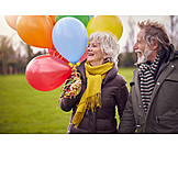   Winter, Balloons, Young At Heart, Older Couple